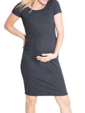 Isabella Oliver Black Ruched Maternity Dress Size 1 Soft Stretch Jersey